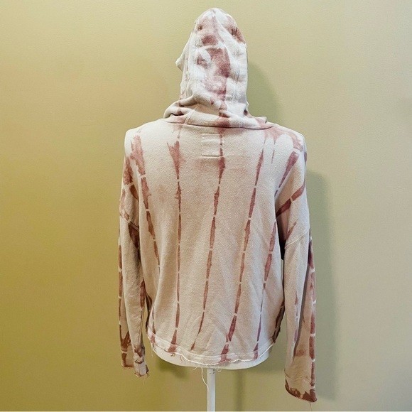 Chaser Pink Tie Dye Cropped Hooded Sweatshirt Medium - Picture 4 of 7